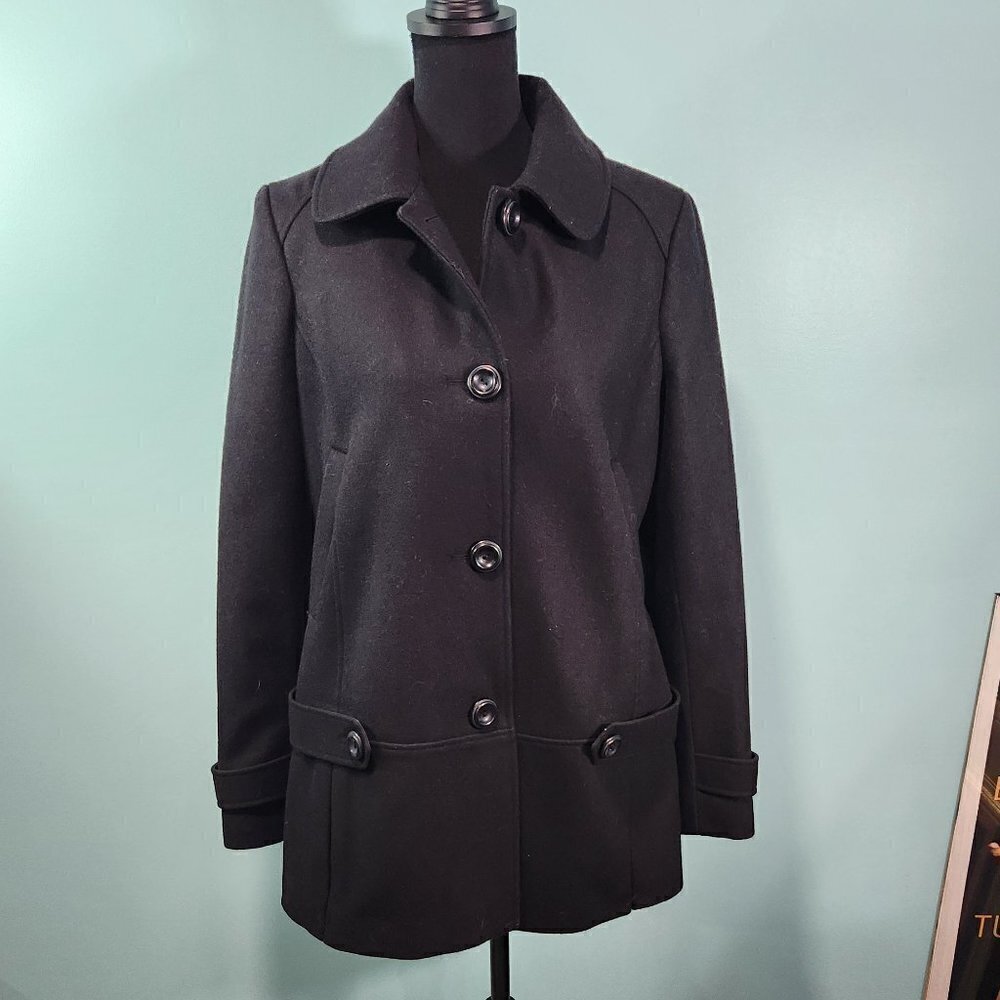 American Rag Black Wool Hooded Peacoat Large
Lot M